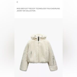 Zara Cream Women Cropped Faux Shearling Ski Jacket